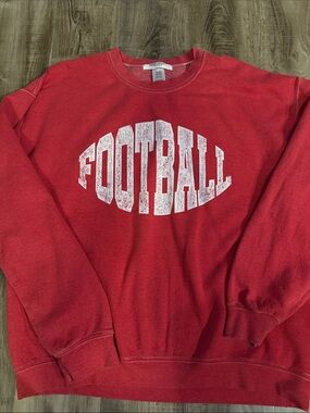 Project Social T Red Crewneck Sweatshirt with White 'FOOTBALL' Graphic